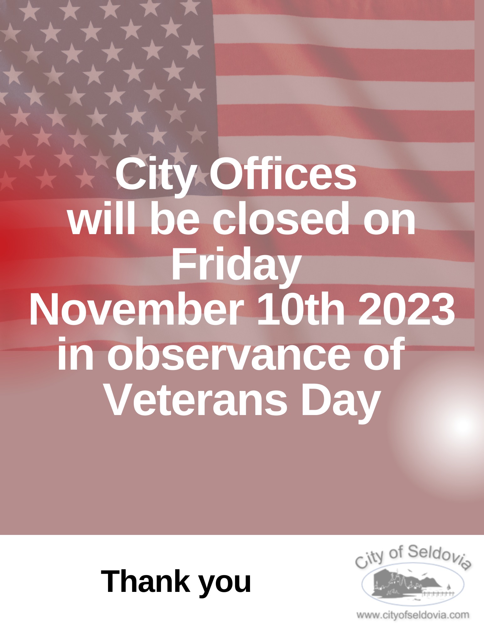 City Offices will be CLOSED on Veterans Day