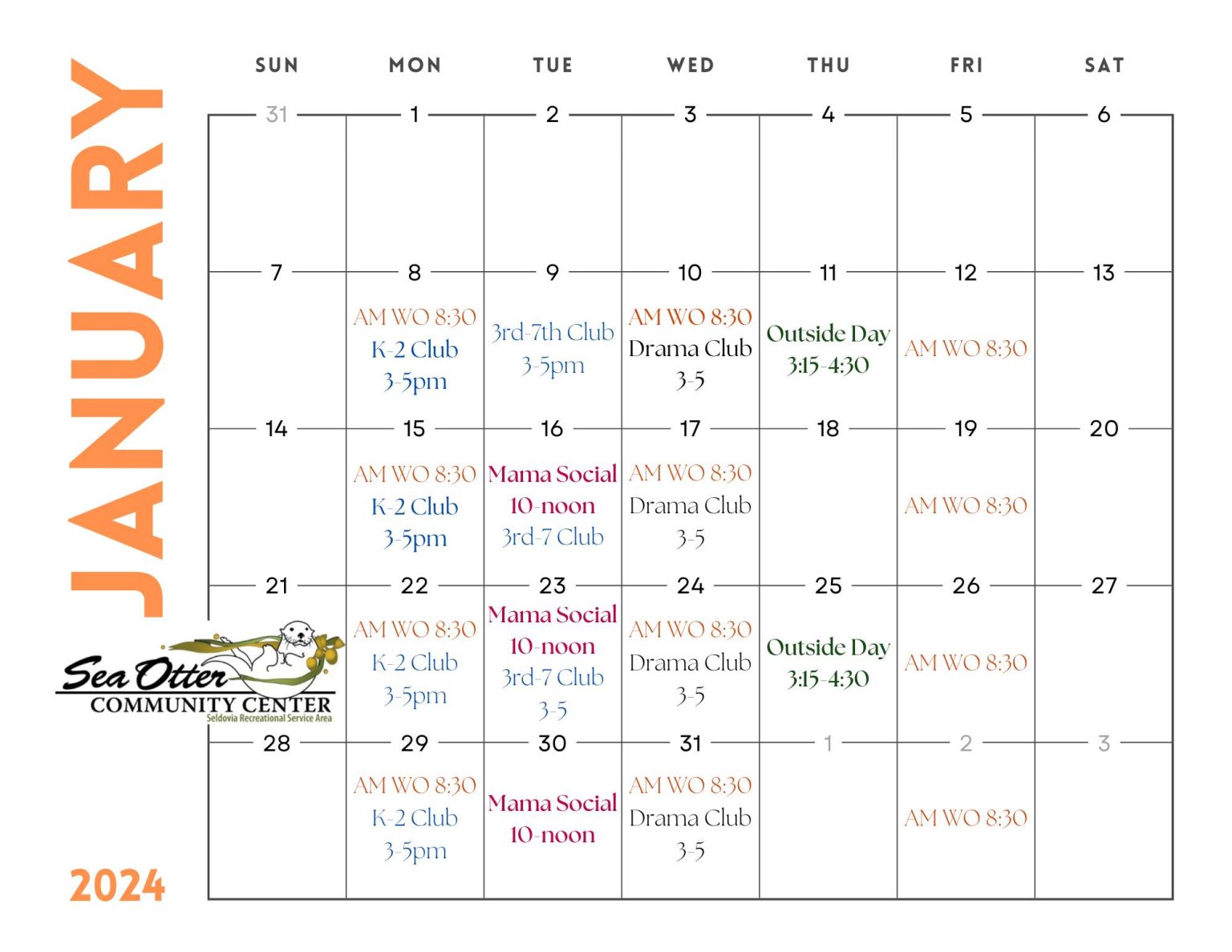 SOCC January 2024 Event Schedule