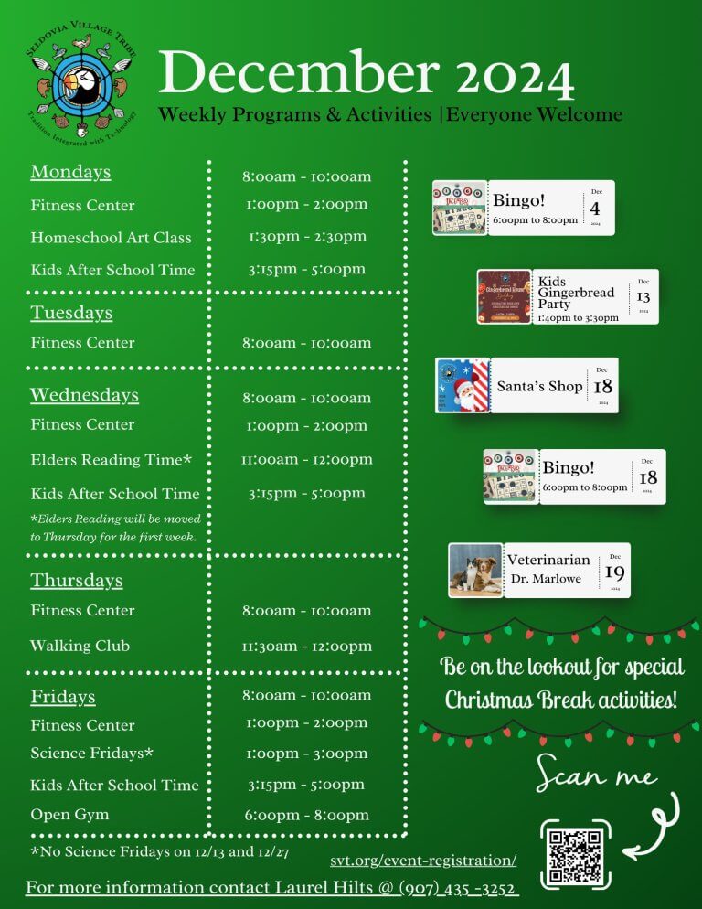 SVT December 2024 Weekly Programs & Activities